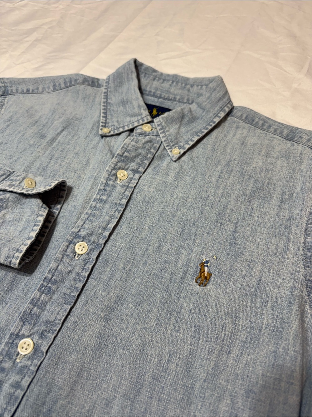 Polo Ralph Lauren Light Blue Denim Button Down Shirt - Men's Size Small